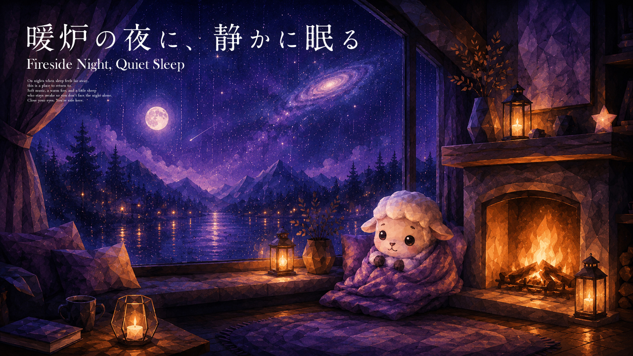 暖炉の夜に、静かに眠る｜30分｜炎のゆらぎと雨音で入眠・リラックス