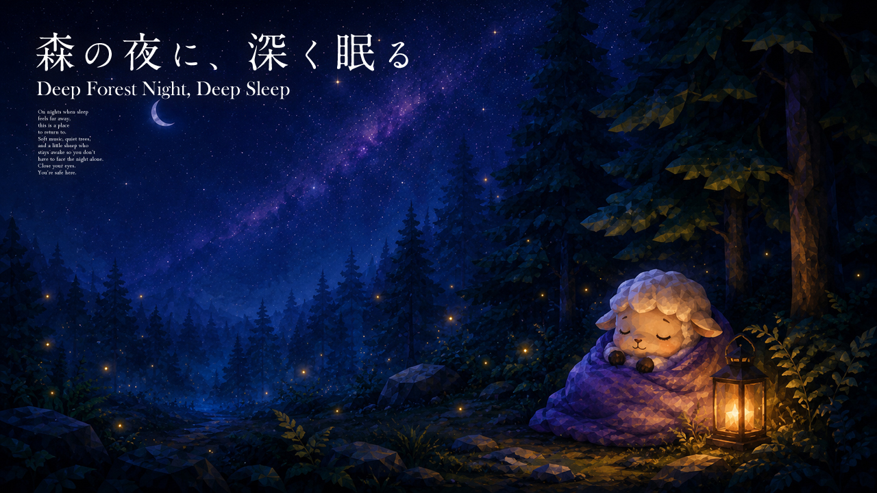 森の夜に、深く眠る｜1時間｜木々のざわめきと遠い梟で深い眠りへ
